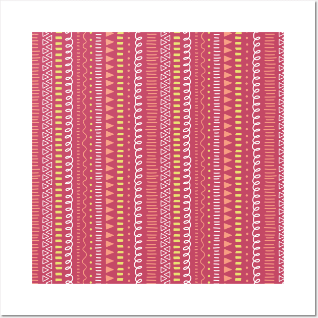 Tribal Stripes Vertical Pink Wall Art by Sandra Hutter Designs